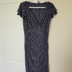 Lauren Ralph Lauren Flutter Sleeve Ruched Dress